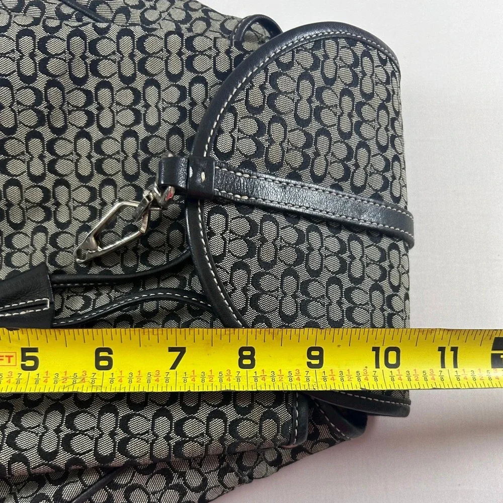 Coach Vintage Signature C Jacquard Backpack Black Leather Y2K Drawstring